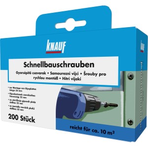 Knauf Schnellbauschrauben TN 3,5x55 mm, 200 Stück, für Gipskartonplatten, im blauen Karton.
