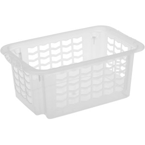 Transparenter Dreh-Stapelkorb Größe S zur Aufbewahrung, stapelbar und platzsparend.