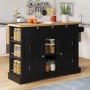 okwish Küchenwagen mit Klappbarer Arbeitsplatte Schublade Gewürzregal 132x40-70x87cm Schwarz_6