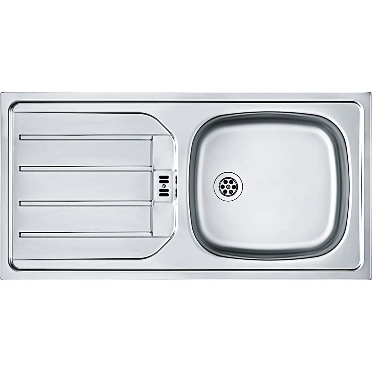 Spüle aus Edelstahl für die Küchenzeile Mailand, Aufsicht