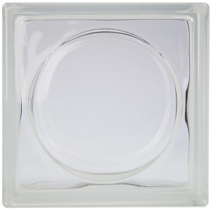 Fuchs Glasstein Alpha Rund, 19x19x8 cm, für Innen- und Außenbereich. Glasbaustein mit glatter Oberfläche.