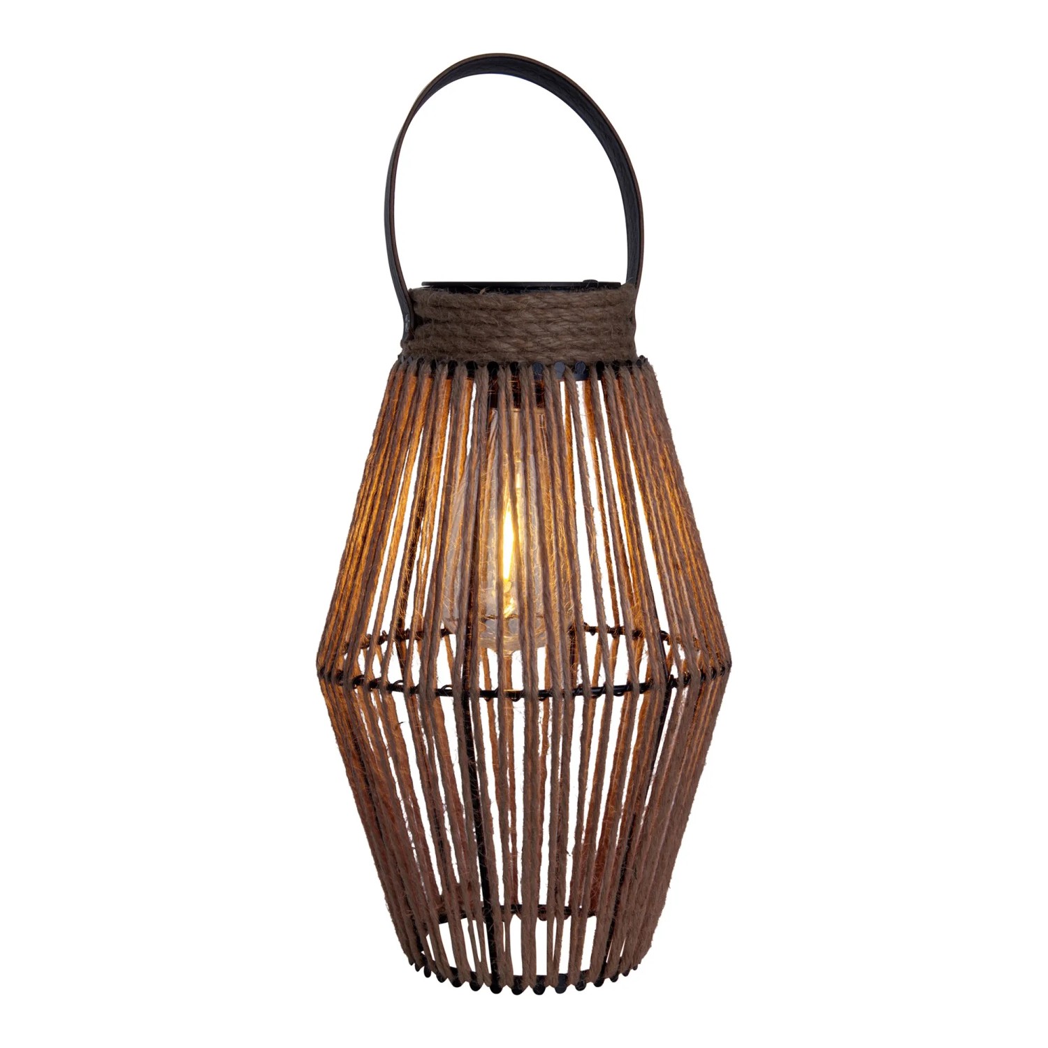 Näve LED-Solarleuchte Korbinian in Natur Dunkel, Ø 18 cm, Höhe 30 cm. Dekorative Solar-Deko für Garten und Terrasse.