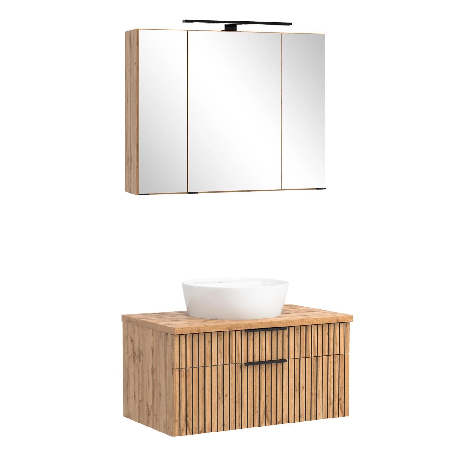 Held Möbel Waschtisch-Set Keramikbecken Weiß 200 x 80 x 47 cm Eiche 2-tlg._2