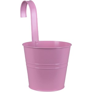 Rosa lackierter Zink-Hängetopf, 14x24 cm, ideal für Balkon und Garten.