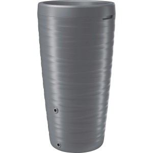 Graue Waterform Regentonne Maze 240 l mit Wellenmuster, ideal zur Gartenbewässerung.