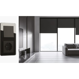 Schwarzer 2-fach Glasrahmen Leonie Unterputz für Schalter und Steckdose, 84x155mm.