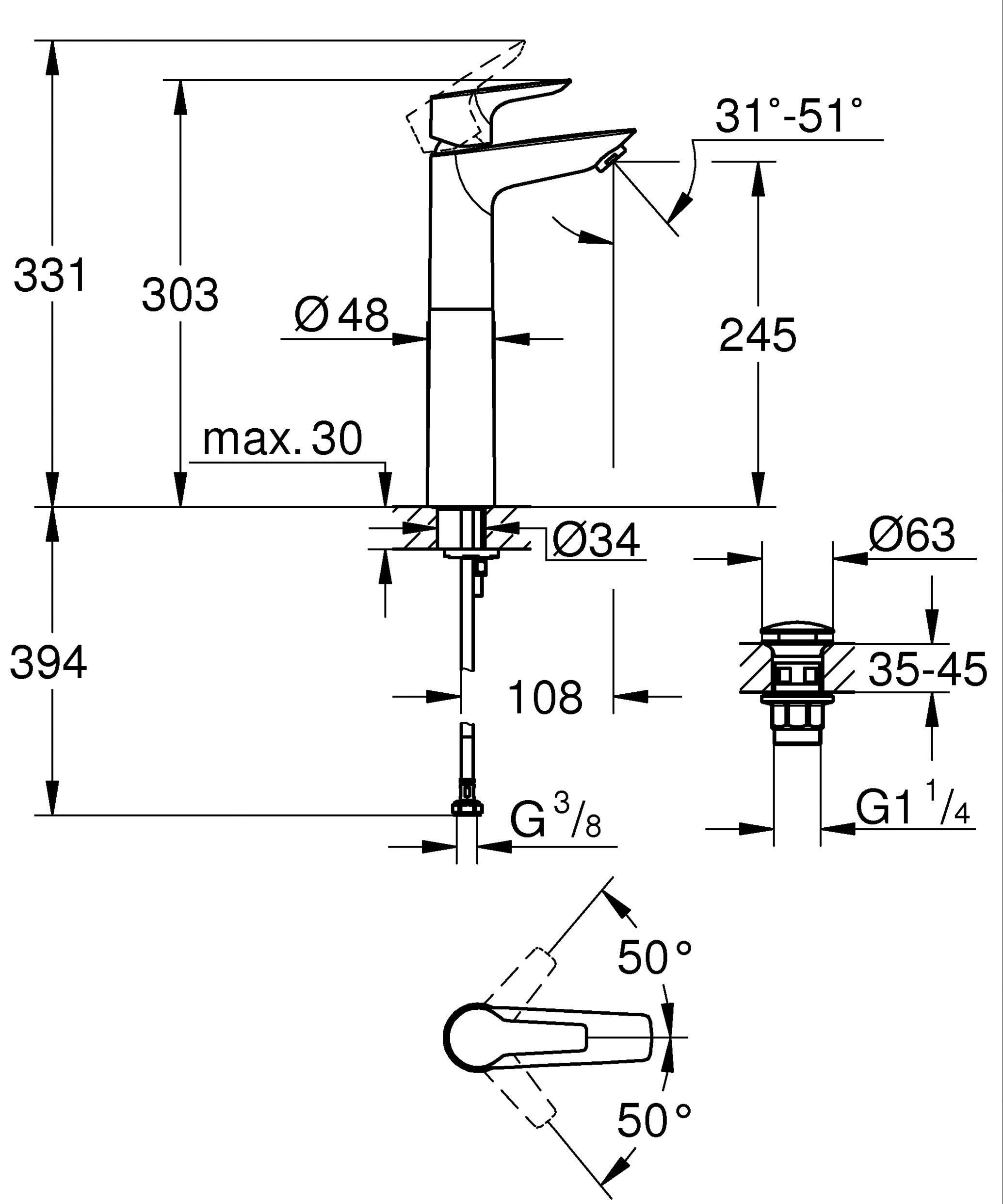 Grohe QuickFix EinhandBidetbatterie Start Alira Chrom kaufen bei OBI