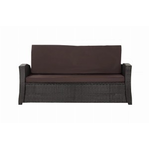 Braunes Gartenkissen-Set für 2-Sitzer Polyrattan-Gartensofa, bestehend aus Sitz- und Rückenkissen.