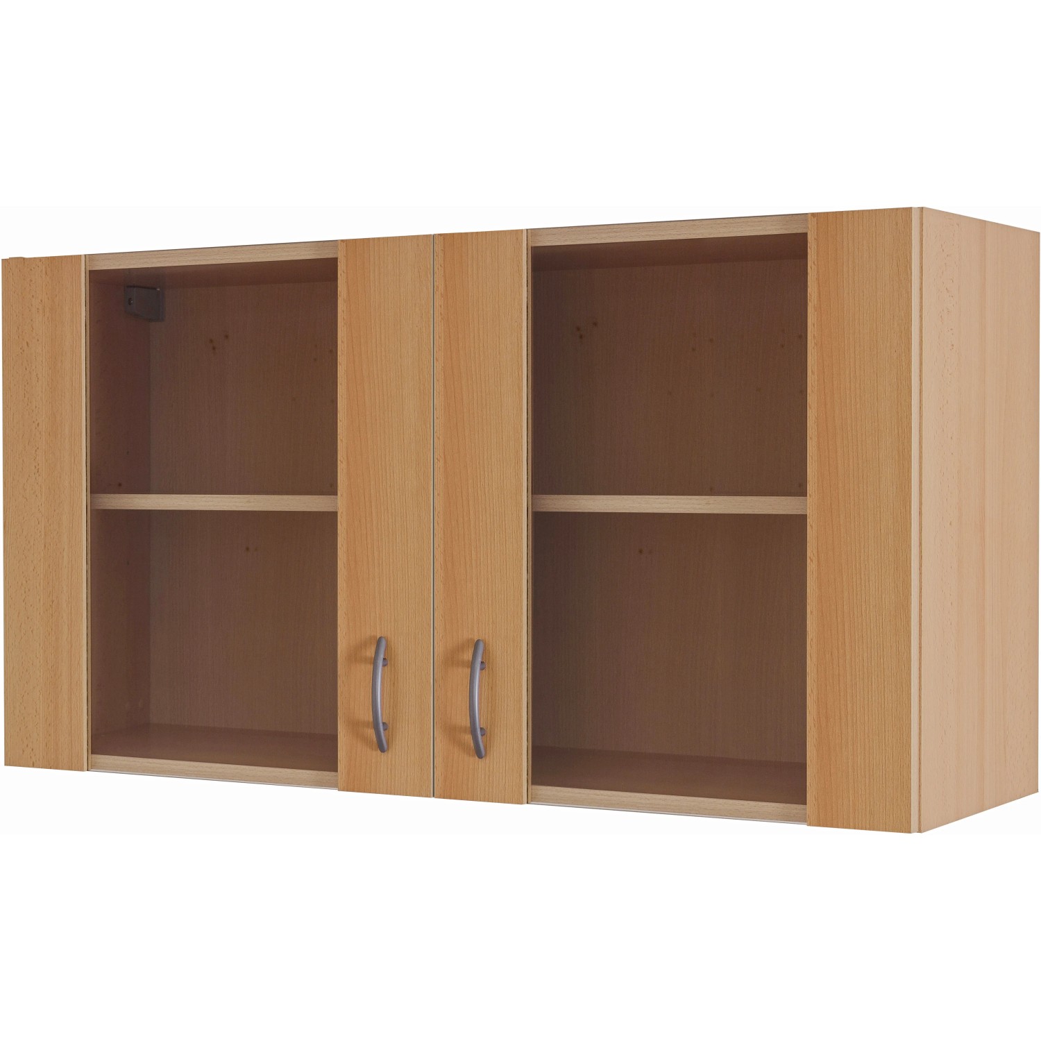 Flex-Well Hängeschrank Nano, 100 cm, Buche Nachbildung, Küchenschrank mit zwei Türen und Einlegeboden.