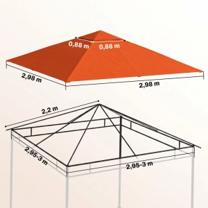 Outsunny Pavillon Ersatzdach Polyester L298 x B298 cm Orange