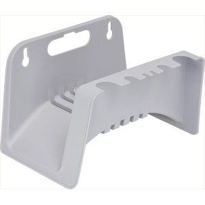 Grauer LUX Schlauchhalter Classic aus Kunststoff zur Wandmontage.