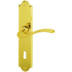 Alpertec Langschild-Garnitur Lori, Buntbart, Messing poliert für Zimmertüren.