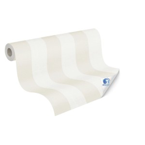 AS-Creation Vliestapete Streifen Vorgeleimt 10,05 m x 0,53 m Beige-Weiß FSC®