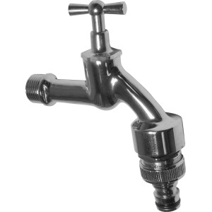 LUX Knebelauslaufventil 21 mm (R 1/2) aus Chrom-Messing für den Garten oder Keller.