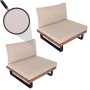 MCW Lounge-Sessel H54 2er-Set, hellbraunes Akazienholz, beige Polster.