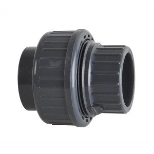Setma PVC-U Verschraubung-Muffe Ø 32 mm für Hebeanlagen, grau, mit Überwurfmutter und Dichtung.