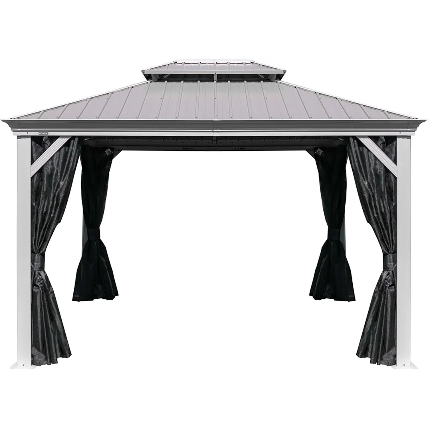 Sojag Pavillon Messina 12x16 Champagner mit Stahl Dach und Moskitonetzen.