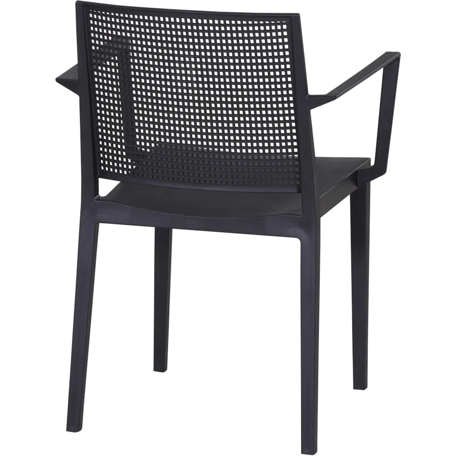 Siena Garden Stapelsessel Square, anthrazitfarbener Gartenstuhl mit Armlehne und Gittermuster im Rücken.