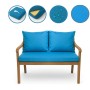 Blaues Setgarden Bankkissen-Set für 2-Sitzer Gartenbank, 120x60 cm + 2 Rückenkissen.
