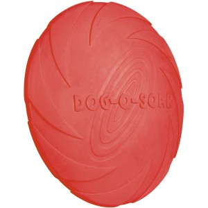Rote Jollypaw Dog Disc aus Naturgummi, Kauspielzeug für Hunde, Durchmesser 22 cm.