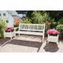 Weiße Blome Gartenbank Hohenzollern, 3-Sitzer mit Blumenkästen im Garten.