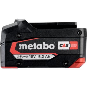 Metabo Akkupack Li-Power 18V/5,2 Ah, Akku für Elektrowerkzeuge in Schwarz und Rot.
