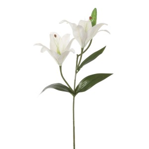 Mica Decorations Kunstpflanze: Weiße Tigerlilie, 65 cm hoch, mit zwei Blüten und Knospe.