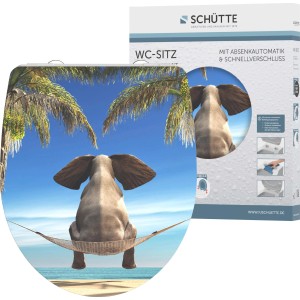 Schütte WC-Sitz Happy Elephant: Duroplast WC-Deckel mit Elefantenmotiv, Absenkautomatik und Schnellverschluss.