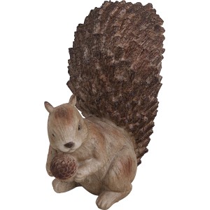 Deko-Eichhörnchen aus Polyresin, braun, 20,5 cm hoch, mit Nuss, für die Gartendekoration.