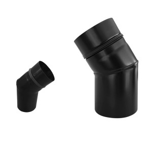 Bertrams Pelletbogen 45° schwarz, starr, Ø 80 mm, aus Edelstahl für Kamin & Ofen.
