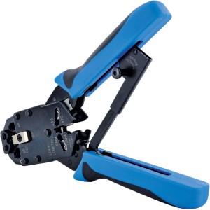 Schwaiger Universal-Crimpzange zum Kürzen, Abisolieren und Verpressen von Netzwerkkabeln.