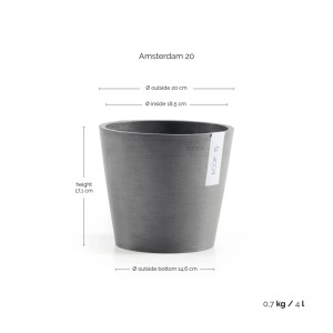 Ecopots Pflanztopf Amsterdam Ø 20 cm x 18 cm Grau