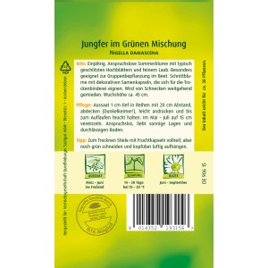 Samentüte Quedlinburger Jungfer im Grünen 'Mischung', einjährige Sommerblume für Beet und Schnittblumen.