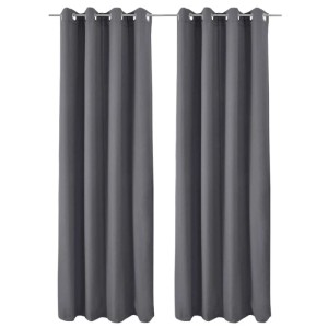2er Set Beautissu Thermo-Vorhänge Amelie in Anthrazit, 140x245 cm, mit Ösen.