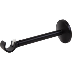Schwarze Wandhalterung (50x50x140 mm) für Gardinenstangen, Stil- & Seilspanngarnituren.