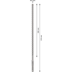Bosch Hammerbohrer SDS Plus-5x, 8 mm Durchmesser, 310 mm Länge. Geeignet für Bohrersets.