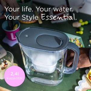 Brita Wasserfilter-Kanne Style Essential inkl. Kartusche MX Pro 2,4 l Steinblau