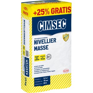 Cimsec Nivelliermasse, 25 kg Sack, selbstverlaufend, zum Ausgleichen von Unebenheiten bis 10 mm.