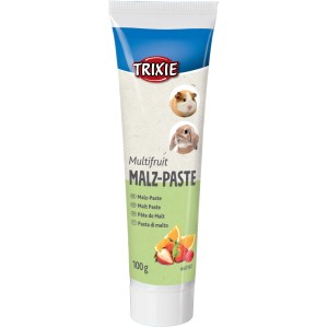Trixie Nager-Snack Malz-Paste Multifruit, 100g Tube mit Früchte-Motiv für eine gesunde Verdauung.