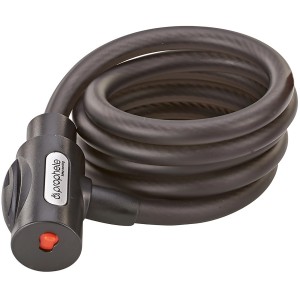 Schwarzes Prophete Spiralkabelschloss, 150cm lang, für Fahrräder.