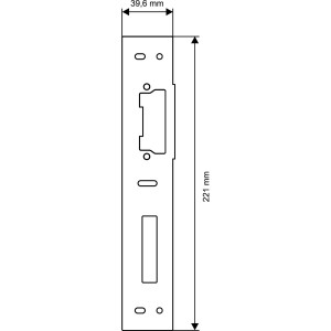 Elektrischer Türöffner für ThermoSpace Tür, Anschlag Links, aus Stahl, mit Maßen 221 mm x 39,6 mm.