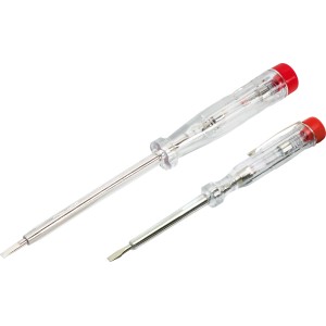LUX Spannungsprüfer-Set Classic, 2-teilig: Stromprüfer mit transparentem Griff und Schlitzklinge.