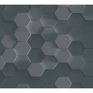 A.S. Création Vliestapete mit 3D Wabenmuster in Grau für dekorative Wandgestaltung.