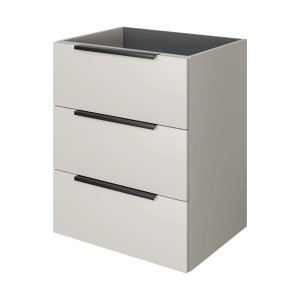 Pelipal Waschbeckenunterschrank Quantum 07, Kaschmir Matt, 59 cm mit 3 Auszügen.