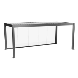 Biohort Glasschiebewand Klarglas 6 m, Quarzgrau-Metallic, für Terrassenüberdachung.