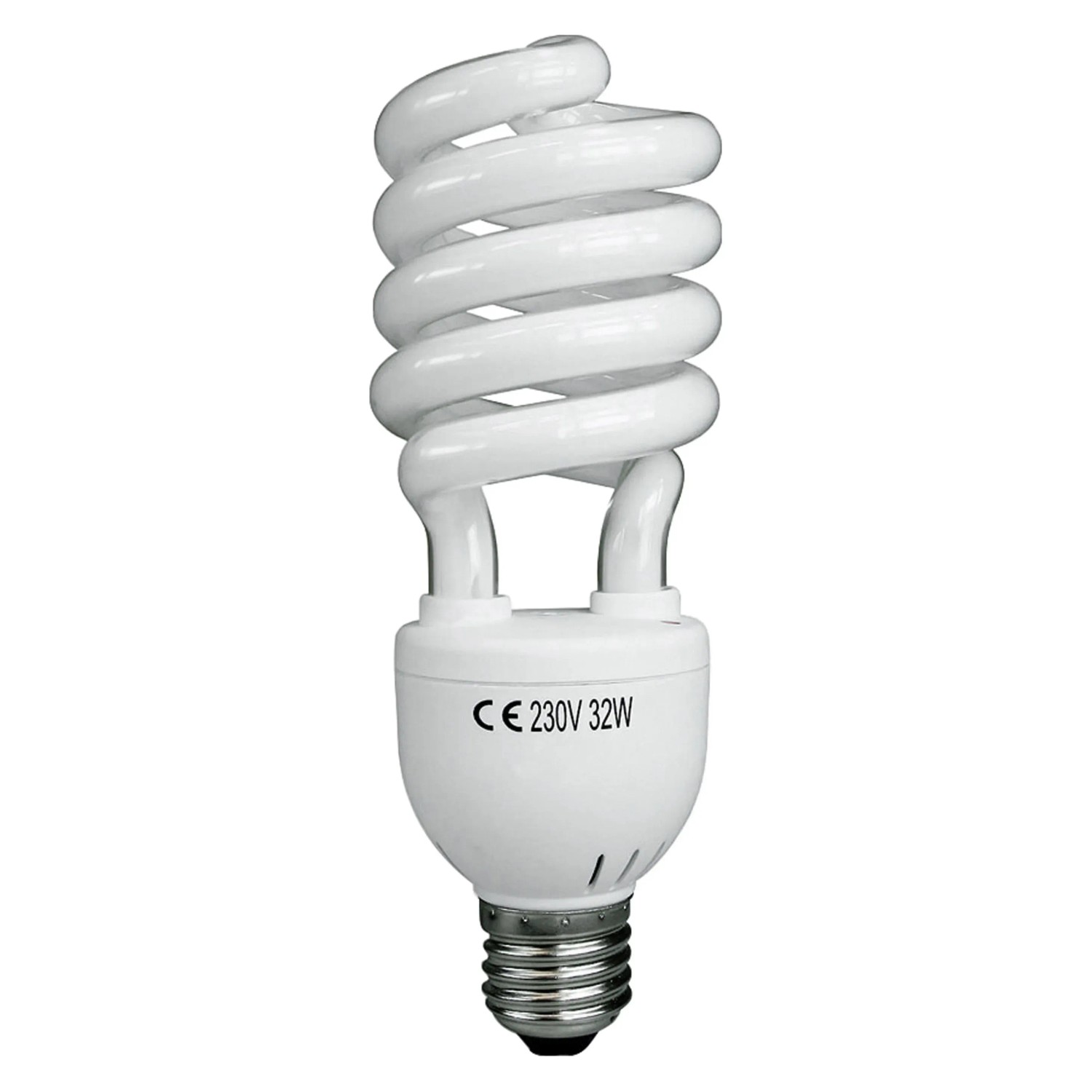 Spiralförmige Energiesparlampe E27, 32W, warmweiß, Energieeffizienzklasse A.