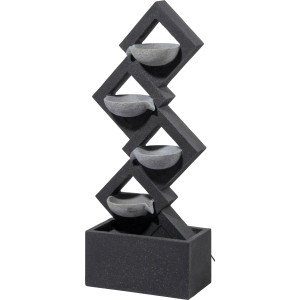 Design Gartenbrunnen XL Kaskade mit 4 Becken, Pumpe und LEDs in Steinoptik.