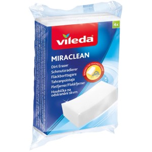 Vileda Miraclean Schmutzradierer 4er-Pack: Schmutz-Entferner für harte Oberflächen, reinigt mit Wasser.