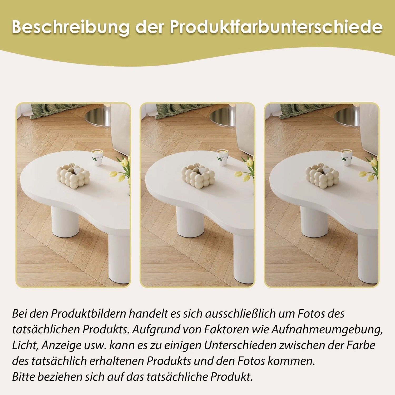 okwish Couchtisch mit Wolkenform Design Wohnzimmer 107x66x40cm Weiß_7