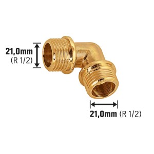 LUX Gewinde-Winkel, 21 mm (R 1/2), Messing, zur Richtungsänderung von Rohren.